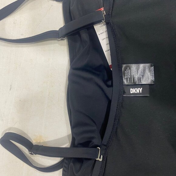 DKNY Womens Black One-Piece Swimsuit XL 4-Way Stretch UPF Front Shirring Adjusta - Picture 13 of 14